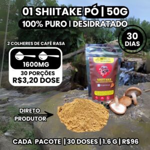 01 Cogumelo Shiitake em Pó - Lentinula edodes - 50g