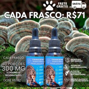 Linha pet - 02 Extratos de cogumelo Cauda de Peru 30 ml - óleo de Trametes Versicolor para cães e gatos