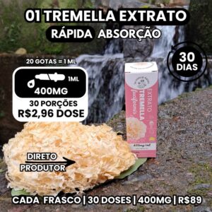 01 Extrato líquido de cogumelo Tremella Fuciformis 30 ml