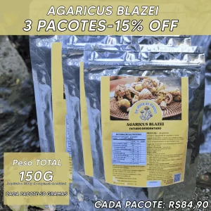 3 agaricus blazei fatiado desidratado -150 gramas