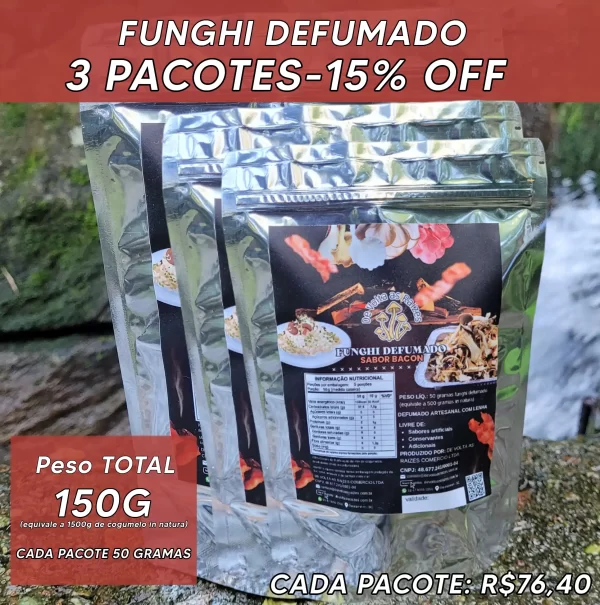 3 funghi defumado sabor bacon-150 gramas
