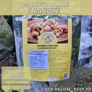 1 agaricus blazei fatiado desidratado -50 gramas