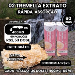 02 Extratos líquido de cogumelo Tremella Fuciformis 30 ml