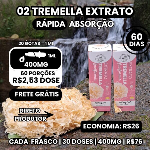 02 Extratos líquido de cogumelo Tremella Fuciformis 30 ml
