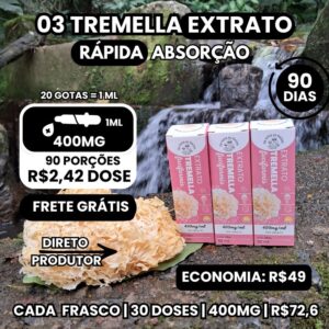 03 Extratos líquidos de cogumelo Tremella Fuciformis 30 ml