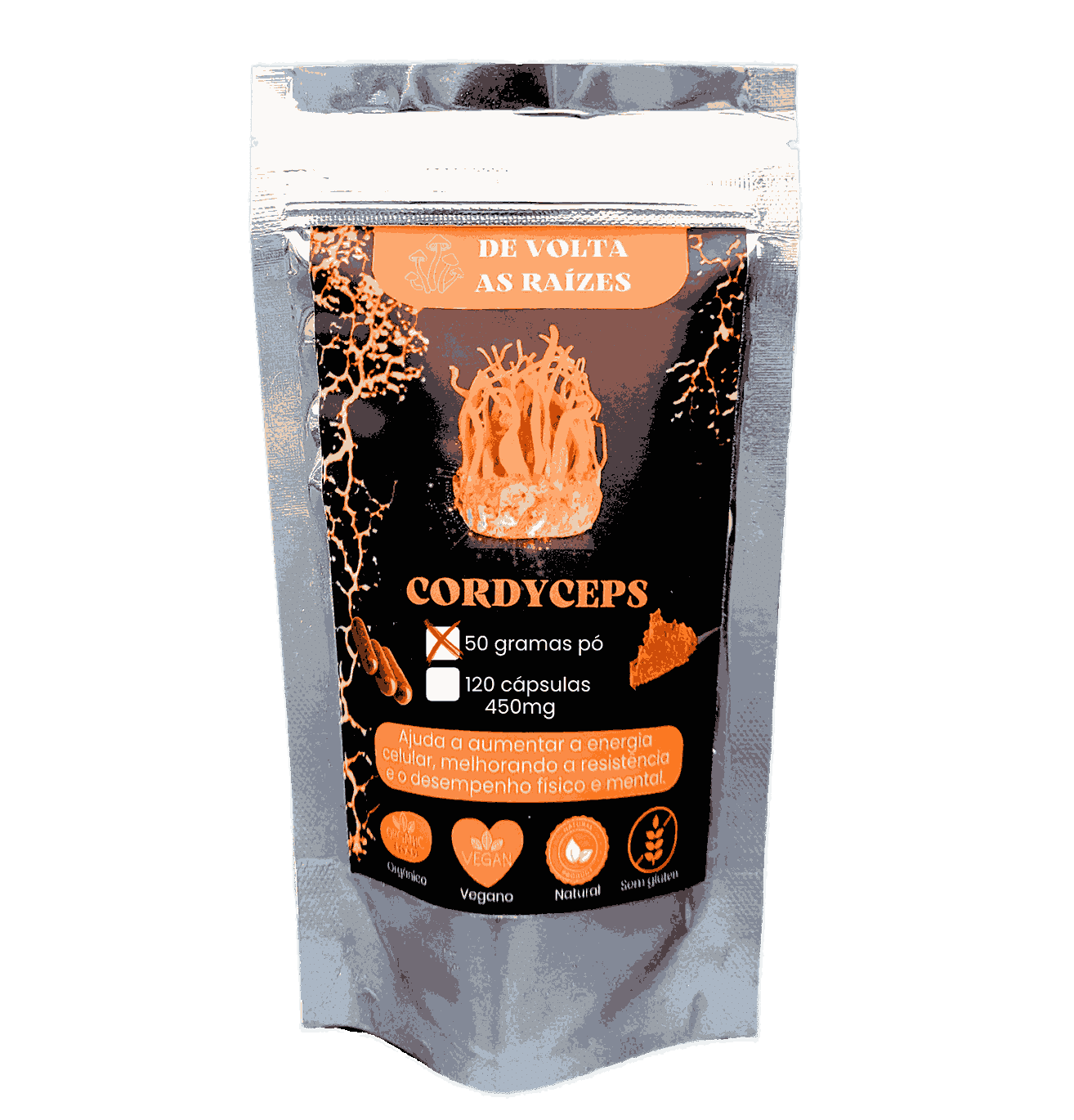 cordyceps pó - cogumelo desidratado e moido