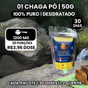 Chaga em Pó 100% Orgânico, desidratado 50g