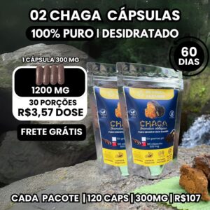 Kit 2 Pacotes Chaga em Cápsulas  300 mg  120 Cápsulas cada
