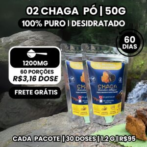 Kit 2 Chaga em Pó 50g Cada 100% Orgânico
