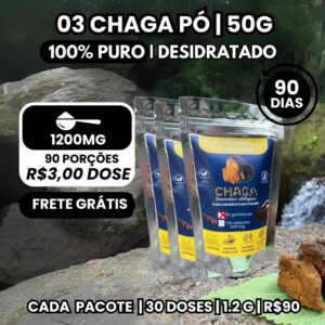 Kit 3 Chaga em Pó 50g Cada 100% Orgânico