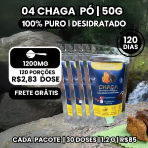Kit 4 Chaga em Pó 50g Cada 100% Orgânico