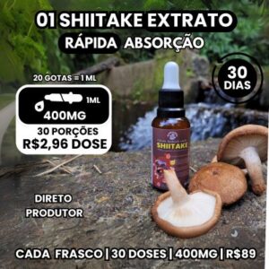 01 Extrato de Shiitake (Lentinula edodes) 30 ml Cada Alta Potência